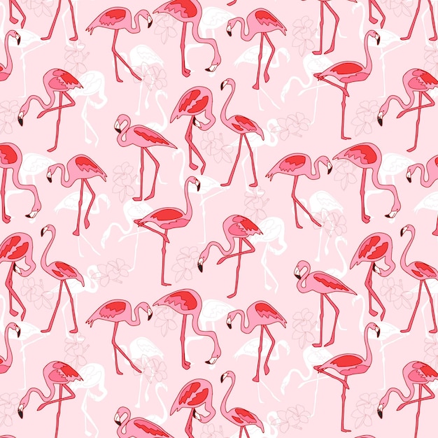 Gratis vector roze flamingo patroon achtergrond