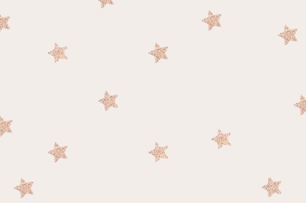 Roze gouden glinsterende sterrenpatroon op beige behang