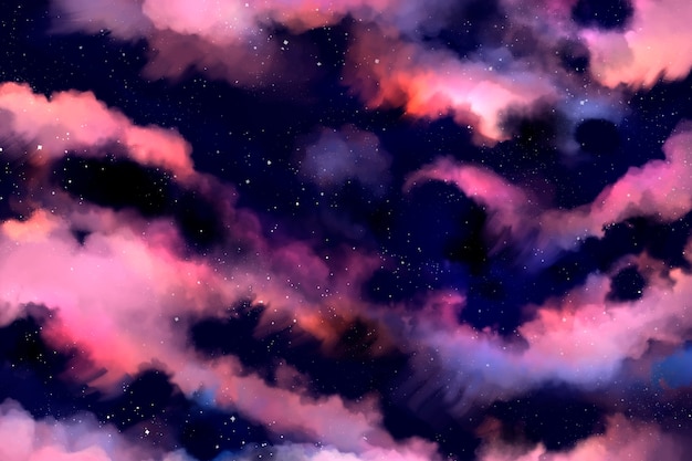 Gratis vector roze handgeschilderde melkwegachtergrond
