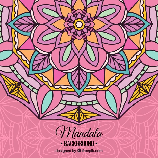 Roze handgetekende mandala achtergrond