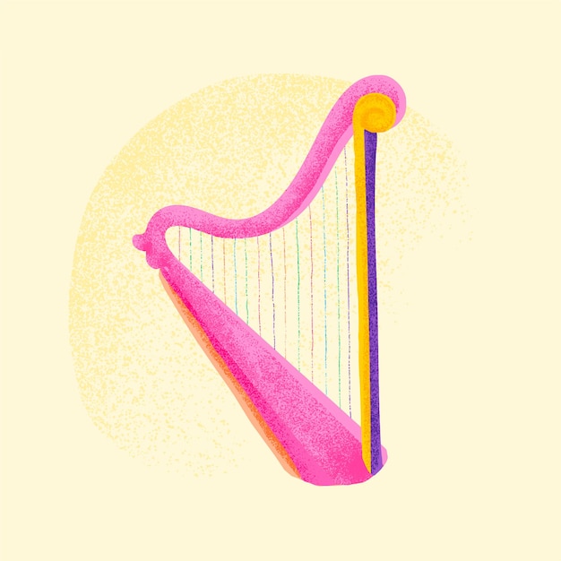 Roze harp sticker vector muziekinstrument illustratie