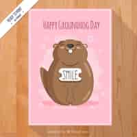 Gratis vector roze kaart van de dag van groundhog