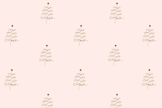 Roze kerstachtergrond, feestelijk bomenpatroon in doodle ontwerpvector