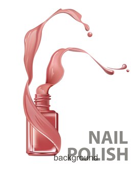 Roze nagellakflessen met mooie spatten nagellak 3d realistisch gedetailleerd model