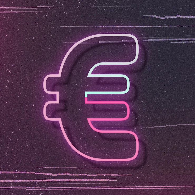Gratis Vector roze neon gloed euro teken vector lettertype typografie