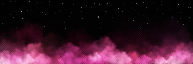Gratis vector roze rook op transparante sterren aan de nachtelijke hemel