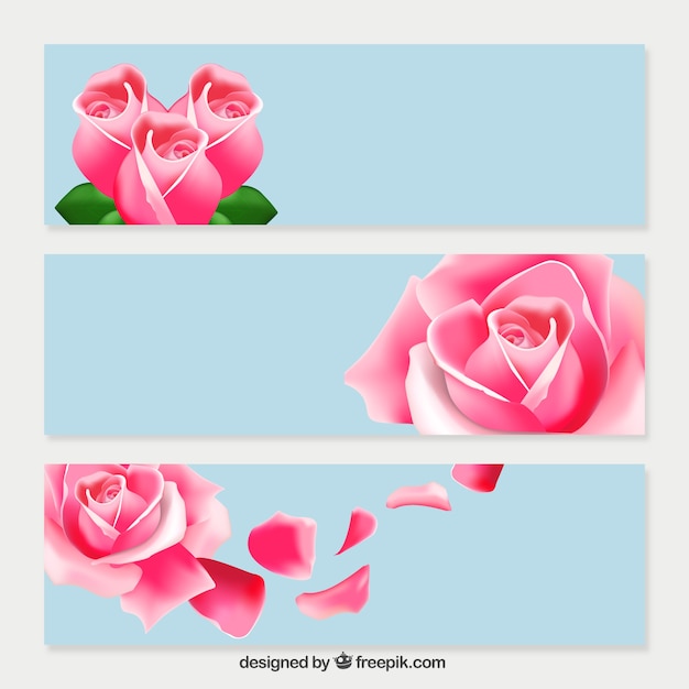 Roze rozen banners