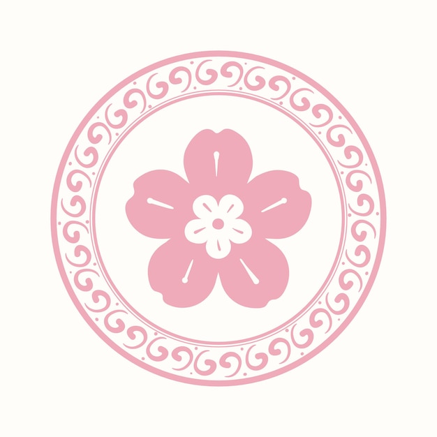 Roze sakura bloem badge Chinees traditioneel symbool