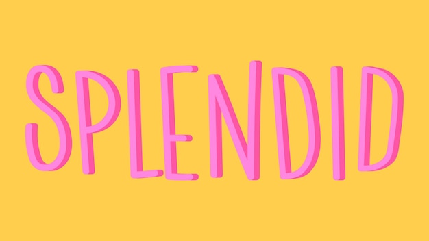 Gratis vector roze schitterende typografie op een gele achtergrondvector