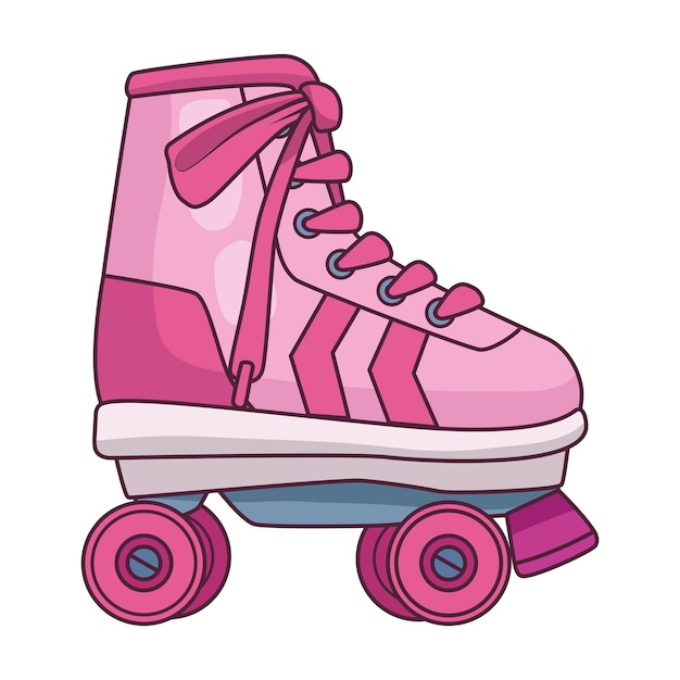 Gratis vector roze skate popart mode-icoon geïsoleerd