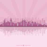 Gratis vector roze stad silhouet sjabloon kunst