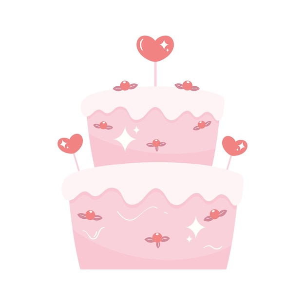 Gratis vector roze taart met hartjes