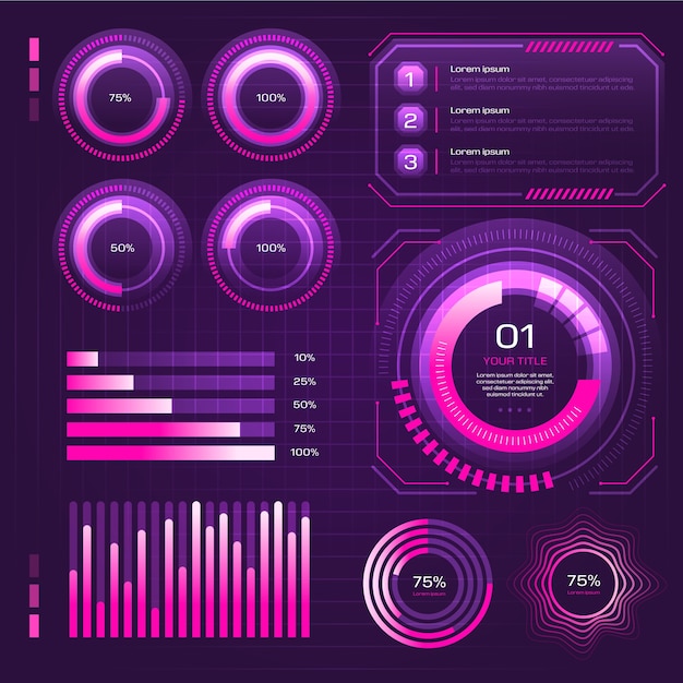 Roze technologie infographic sjabloon