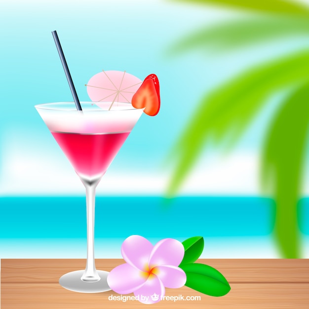 Gratis vector roze tropische cocktail achtergrond