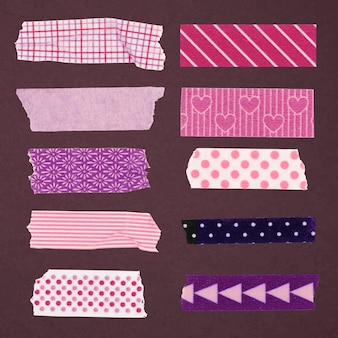 Roze washi tape sticker, schattige patroon vector set