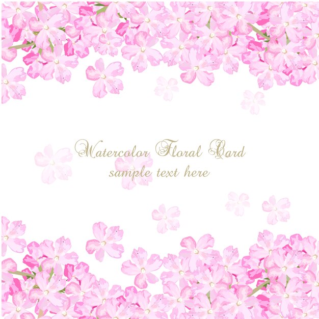 Roze waterverf bloemen kaart sjabloon