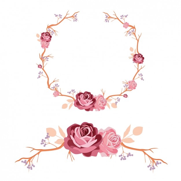 Gratis vector rozen krans en ornament design