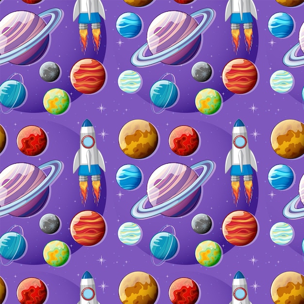 Gratis vector ruimte planeten naadloos patroon