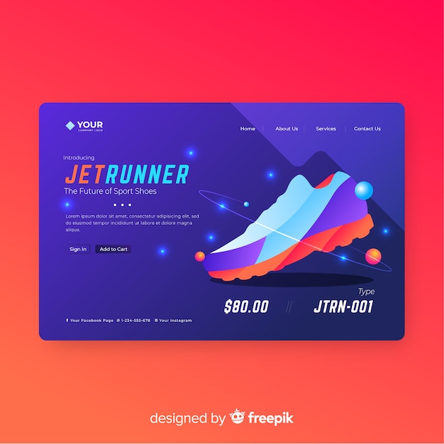 Gratis vector runner landing page template