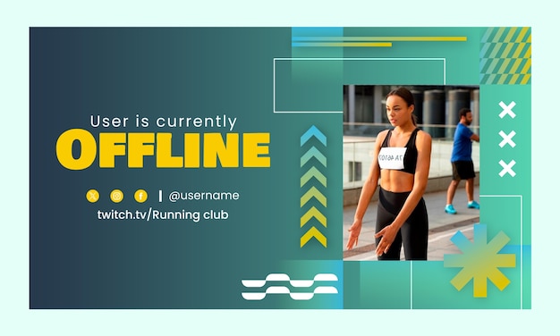 Gratis vector running club twitch achtergrond