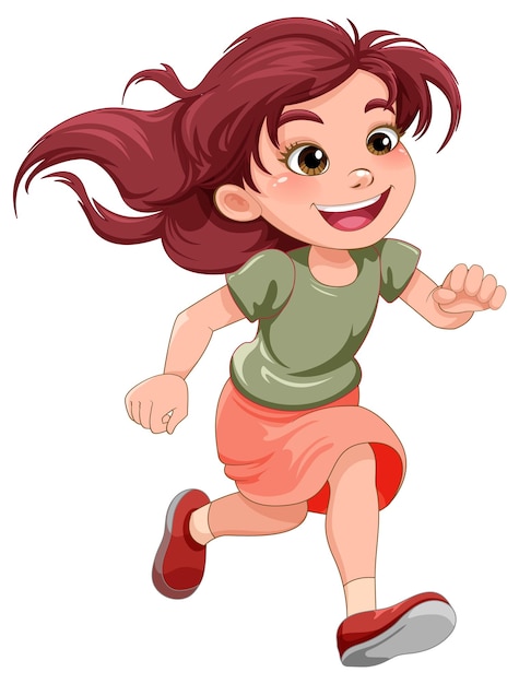 Running girl cartoon personage