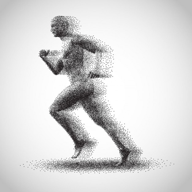 Gratis Vector running man dotted silhouet