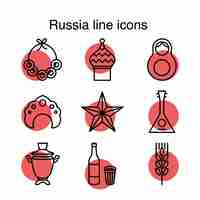 Gratis vector rusland lijn iconen