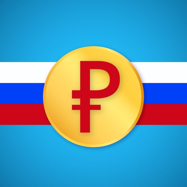 Russische Roebel Blauw Rood Gouden Achtergrond Social Media Design Banner Gratis Vector