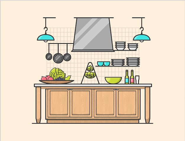 Gratis vector rustiek keuken interieur