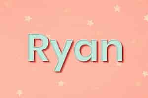 Gratis vector ryan woordkunst pastel typografie