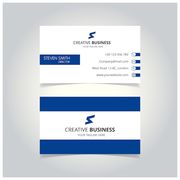 S brief logo Minimale Corporate Visitekaartje Met Witte En Blauwe Kleur