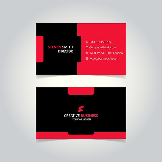 S brief logo Minimale Corporate Visitekaartje met zwarte en rode kleur