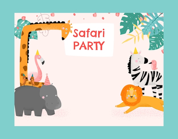 Safari-feest met fotocall-sjabloon voor wilde dieren