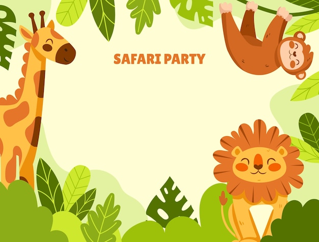 Gratis vector safari party fotocall sjabloon