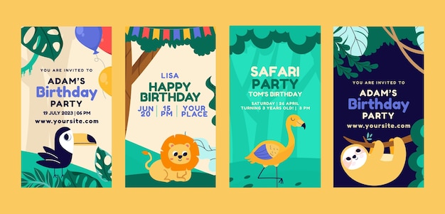 Gratis vector safari party instagram verhalen sjabloon