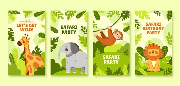 Gratis vector safari party instagram verhalen sjabloon