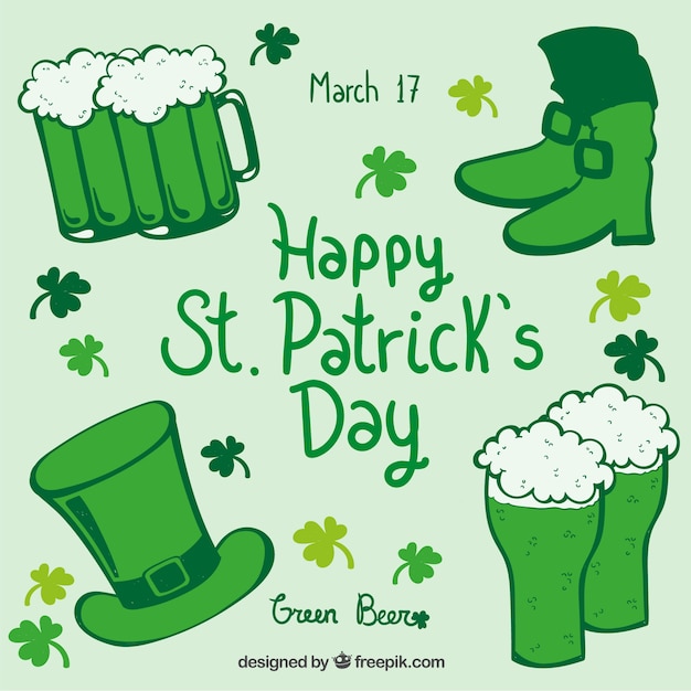 Gratis vector saint patrick dagkaart in groene tinten