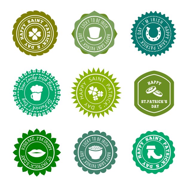 Saint Patricks Day vintage groene badges set.