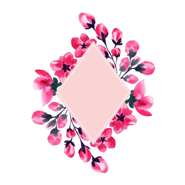 Gratis vector sakura bloemen, kersenbloesem aquarel frame