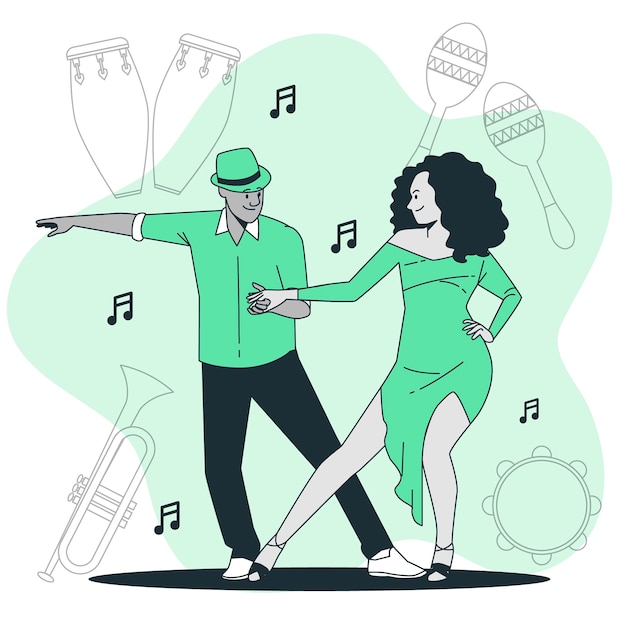 Gratis vector salsa muziek concept illustratie