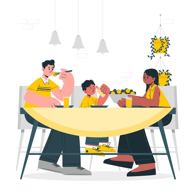 Gratis vector samen eten concept illustratie