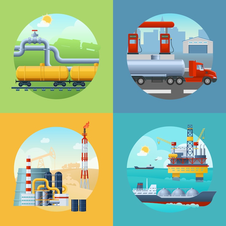 Gratis Vector samenstelling van de olie-industrie