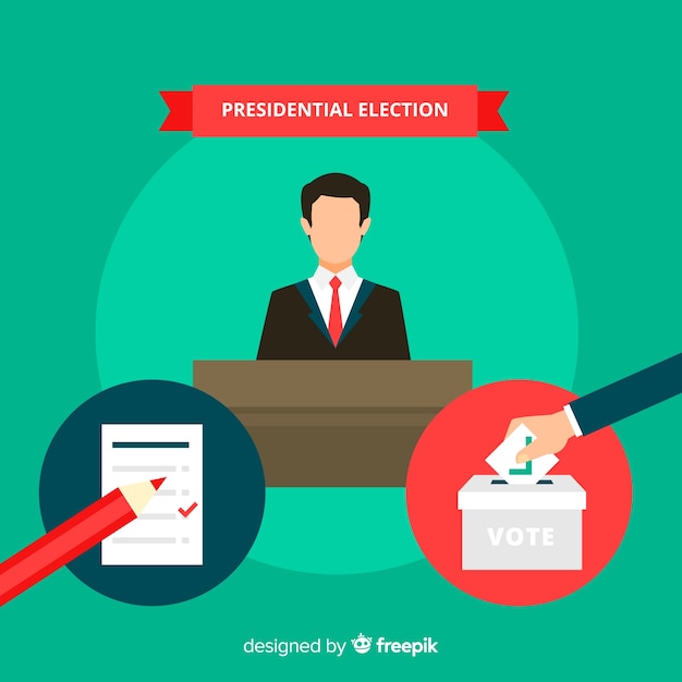 Gratis vector samenstelling van presidentsverkiezingen met een plat ontwerp