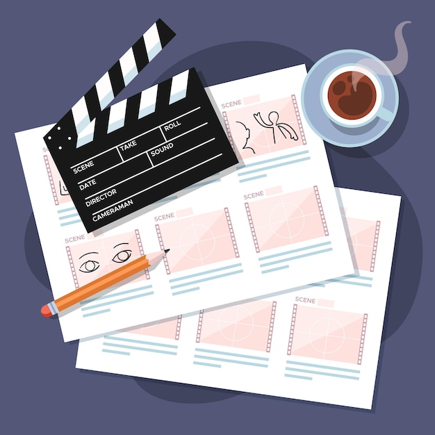 Gratis vector samenstelling van storyboard-conceptelementen