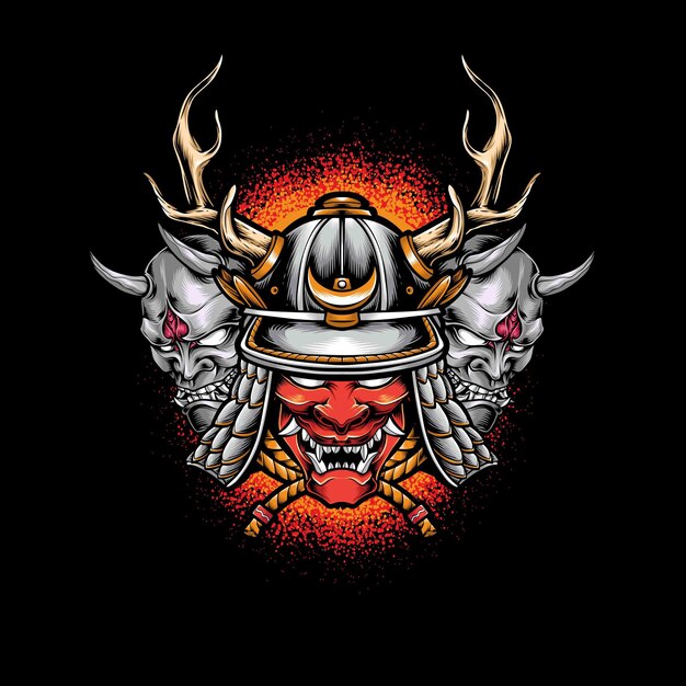 Samurai-helm met oni-masker