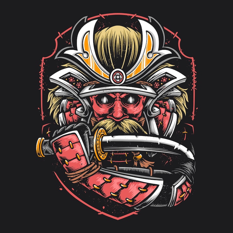 Gratis Vector samurai krijger met zwaard illustratie