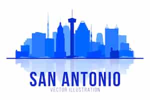 Gratis vector san antonio texas verenigde staten silhouet skyline vector achtergrond flat trendy illustratie