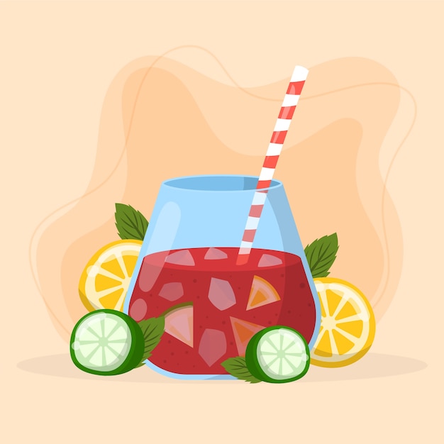 Gratis vector sangria illustratie in de hand getekende stijl