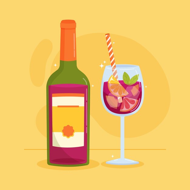 Sangria illustratie in de hand getekende stijl