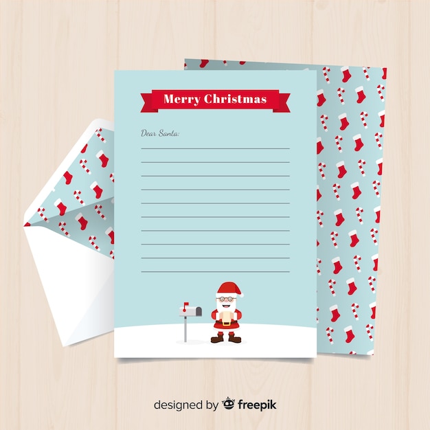 Gratis vector santa postvak kerst briefsjabloon